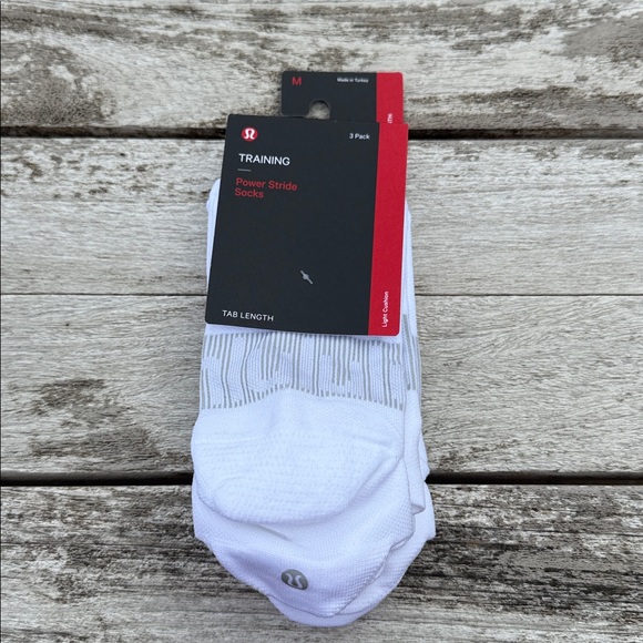 Lululemon‎ Men's Power Stride Tab Socks 3 Pack White size medium NWT - Picture 3 of 4